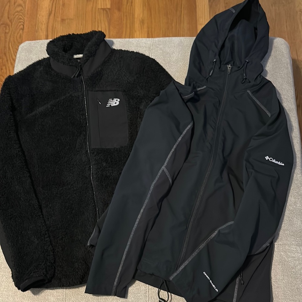 Women’s performance jackets, New Balance & Columbia: size M